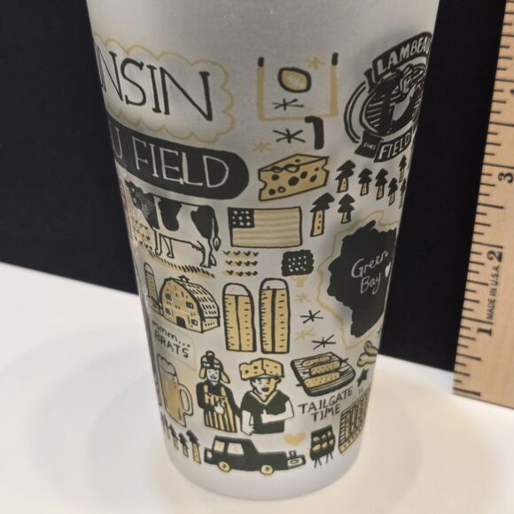 Lambeau Field Julia Gash Frosted Pint Drinking Glass Green Bay Packers Wisconsin - Picture 3 of 10
